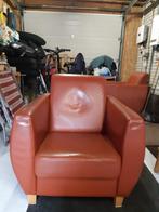 Terracotta leren fauteuils 2 stuks in prima staat., Huis en Inrichting, Ophalen, Gebruikt, 75 tot 100 cm, Leer