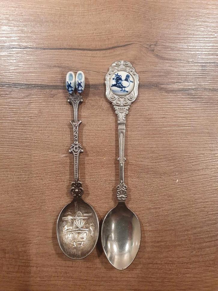 Theelepeltjes met Delfts Blauw € 5,= pst, Antiek en Kunst, Antiek | Bestek, Ophalen of Verzenden