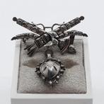 Zilveren broche, met roos geslepen diamanten, Sieraden, Tassen en Uiterlijk, Broches, Ophalen of Verzenden, Zo goed als nieuw