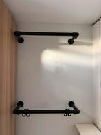 2x Zwarte Metalen Kapstok / Garderobestang, Huis en Inrichting, Gebruikt, Minder dan 100 cm, Metaal, Ophalen