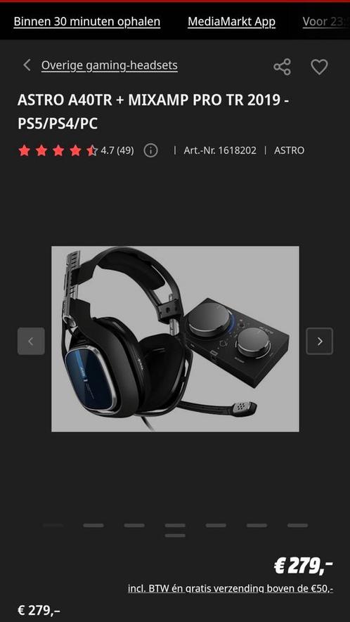 ASTRO A40TR + MIXAMP PRO TR - PS5/PS4/PC, Computers en Software, Headsets, Gebruikt, Over-ear, Gaming headset, Ophalen of Verzenden