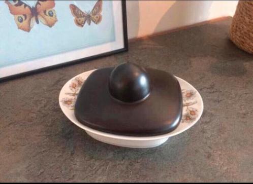 💝 Vintage retro SCHIRNDING MADELIEF botervloot wit bruin, Huis en Inrichting, Keuken | Servies, Zo goed als nieuw, Overige typen
