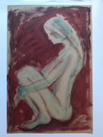 Martin van Wordragen -  Zittend vrouwelijk naakt -, Antiek en Kunst, Kunst | Schilderijen | Klassiek, Ophalen of Verzenden