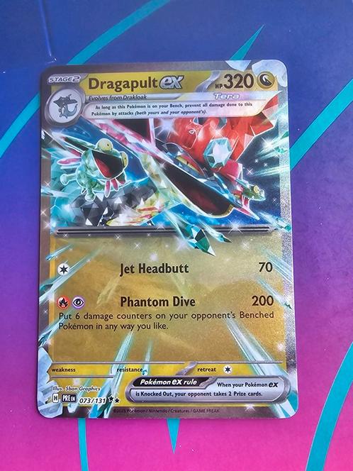 Pokémon kaart - Prismatic Evolutions - Dragapult ex 73/131, Hobby en Vrije tijd, Verzamelkaartspellen | Pokémon, Nieuw, Losse kaart