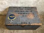 Grote vintage houten kist tekst logo Marine Luchtvaartdienst, Ophalen, Gebruikt, 50 tot 100 cm, Minder dan 50 cm