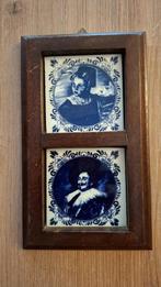 Tegeltje 2x delftsblauwe tegeltje in 1 lijst, Antiek en Kunst, Ophalen