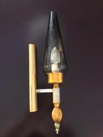 Vintage art-deco gouden wandlamp, Huis en Inrichting, Lampen | Wandlampen, Ophalen of Verzenden, Zo goed als nieuw, Glas