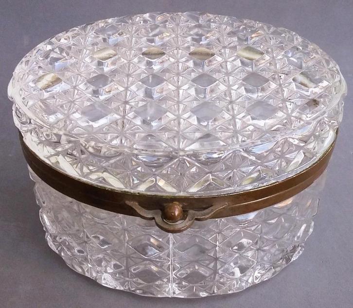 Om 1900 - 1925 Kristal Glazen Koekjes Bonbon Pot Box Doos, Antiek en Kunst, Antiek | Glas en Kristal, Ophalen of Verzenden