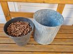 Bloempot van zink, Tuin en Terras, Bloempotten, Gebruikt, Rond, Binnen, Ophalen of Verzenden