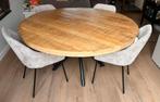 Mangohouten Tafel - Loods 5, Huis en Inrichting, Tafels | Eettafels, Ophalen, 100 tot 150 cm, Rond, Zo goed als nieuw
