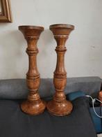 Voorhout - Nieuw 2 hoge houten Kandelaars, Ophalen, Zo goed als nieuw, Hout, 25 tot 50 cm