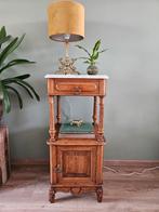 Antiek eikenhouten kastje / nachtkastje met marmeren blad, Minder dan 50 cm, Zo goed als nieuw, Eikenhout, Minder dan 25 cm