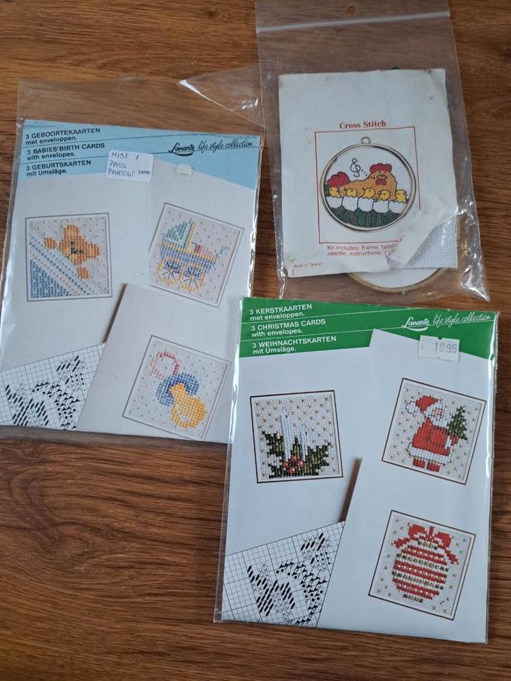 3 Borduurpakketjes - Kaarten en meer!, Hobby en Vrije tijd, Borduren en Borduurmachines, Nieuw, Borduurpakket, Handborduren, Ophalen of Verzenden