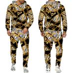 Heren barok joggingpak 2 / zwart gouden luxe trainingspak, Verzenden, Nieuw, Zwart