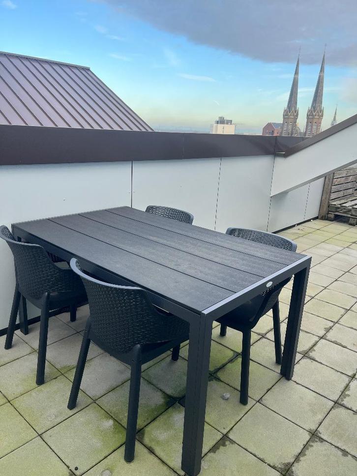 Tuinset, Huis en Inrichting, Tafels | Sidetables, Zo goed als nieuw, 75 cm of meer, 100 tot 150 cm, Rechthoekig, Kunststof, Ophalen