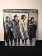 Schilderij José van Gool - Wachten op Lijn 13 Amsterdam, Ophalen of Verzenden