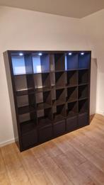 Expedit kast zwartbruin met verlichting en 5 bakken (IKEA), Huis en Inrichting, Kasten | Boekenkasten, 150 tot 200 cm, 25 tot 50 cm