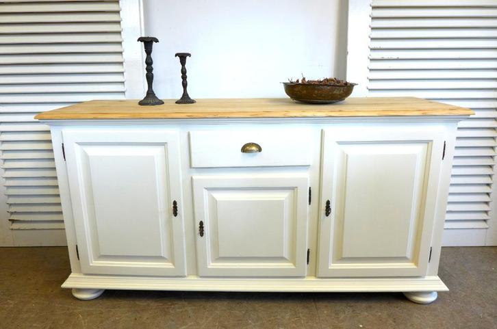 Prachtige wit landelijk dressoir, Huis en Inrichting, Kasten | Dressoirs, Zo goed als nieuw, 150 tot 200 cm, 25 tot 50 cm, Met lade(s)