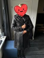 Leer trenchcoat dames lange jas zwart, Kleding | Dames, Ophalen of Verzenden, Zo goed als nieuw, Maat 38/40 (M), Zwart
