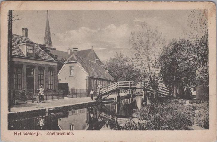 Zoeterwoude - Het watertje - 1923, Verzamelen, Ansichtkaarten | Nederland, Gelopen, Zuid-Holland, 1920 tot 1940, Ophalen of Verzenden