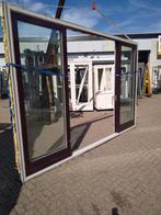 Hardhout kozijn met 2 schuifdeuren 4 vakken, 120 cm of meer, Ophalen of Verzenden, Buitendeur, Schuifdeur