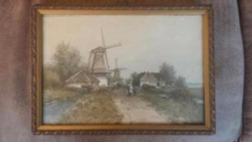 orig aquarel P.A. Schipperus titel achterkant "zomer Molens", Antiek en Kunst, Kunst | Schilderijen | Klassiek, Ophalen