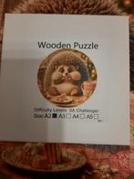 ronde houten puzzel egel, Hobby en Vrije tijd, Denksport en Puzzels, Ophalen, Minder dan 500 stukjes, Zo goed als nieuw, Legpuzzel
