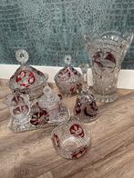 Kristallen servies met rode accenten, Antiek en Kunst, Antiek | Glas en Kristal, Ophalen
