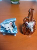 Vintage Japan Napco muis piano contrabas cello beeldje beeld, Ophalen of Verzenden, Zo goed als nieuw, Dier