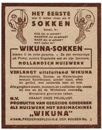 2 Advertenties WIKUNA-SOKKEN HOLLANDSCH HUISWERK 1928, Verzenden, Zo goed als nieuw, Overige typen