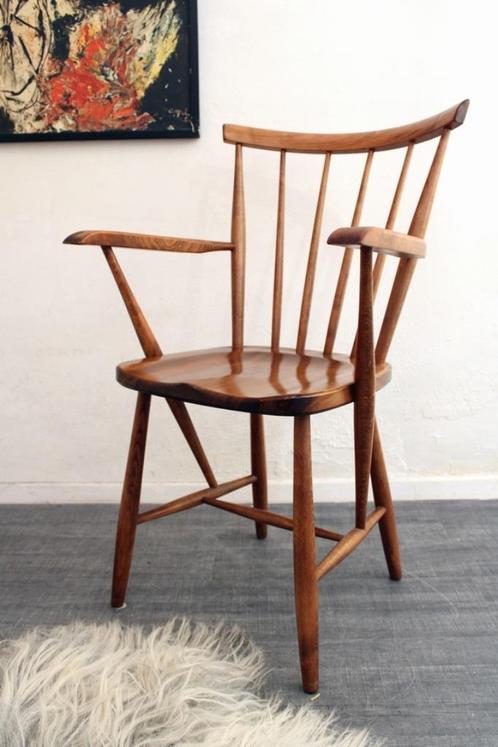 Jaren 50 vintage teakhouten stoel Deense design vormgeving, Huis en Inrichting, Stoelen, Gebruikt, Eén, Ophalen