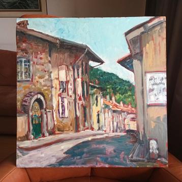 Straat aangezicht, olieverf op board, gesigneerd,  mooi  beschikbaar voor biedingen