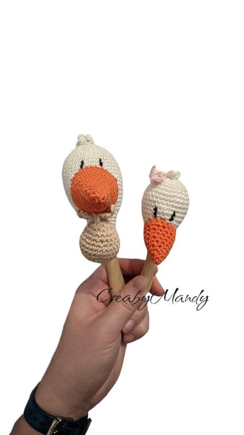 Handgehaakt sambabal setje ooievaar groot & klein, Kinderen en Baby's, Kraamcadeaus en Geboorteborden, Nieuw, Kraamcadeau, Ophalen of Verzenden
