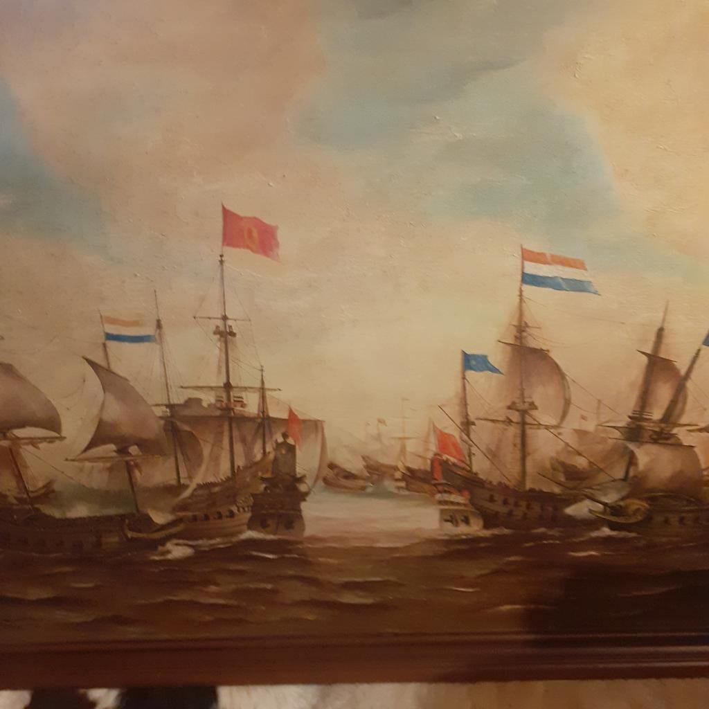 Olieverf schilderij op hout, Ophalen of Verzenden, Zo goed als nieuw, Kaart, Foto of Prent