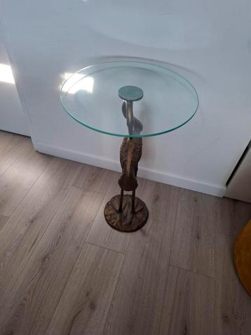Glazen bijzettafel flamingo  beschikbaar voor biedingen