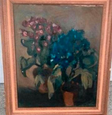 Groot schilderij schilder ? Stilleven olieverf op doek. beschikbaar voor biedingen
