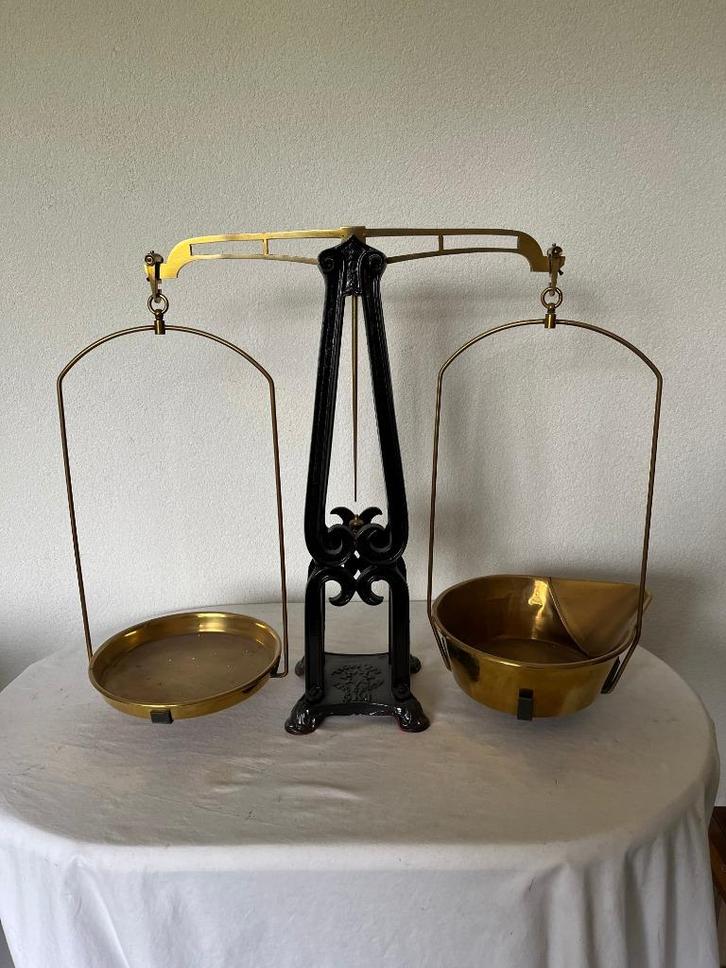 Grote Weegschaal Ges. Gesch 5kg Oude Antieke Balans Groot, Antiek en Kunst, Antiek | Gereedschap en Instrumenten, Ophalen of Verzenden