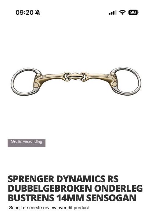 Gezocht! Sprenger 11,5 dubbel gebroken bustrens dynamic bit, Dieren en Toebehoren, Paarden en Pony's | Hoofdstellen en Tuigage