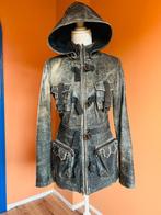 Vintage Leren Jas Merk Object, Maat 38/40 (M), Zwart, Object, Ophalen of Verzenden