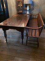 Massief houten eettafel + Hongaarse bank set prijs €400,-, Huis en Inrichting, Landelijk, 150 tot 200 cm, Rechthoekig, Drie personen