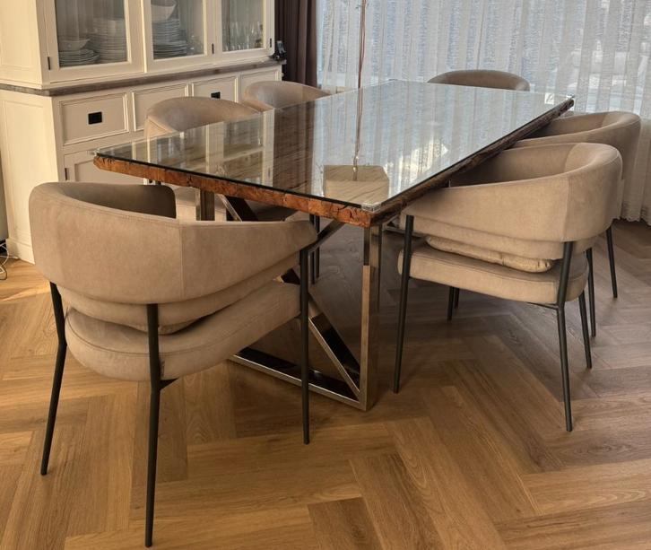 Rustieke Eettafel – Massief Hout & Metaal, Huis en Inrichting, Tafels | Eettafels, Zo goed als nieuw, 50 tot 100 cm, 200 cm of meer