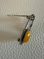 R278/Zilveren vintage Butterscotsch BARNSTEEN Broche, Sieraden, Tassen en Uiterlijk, Broches, Gebruikt, Verzenden, Geel, Minder dan 4 cm