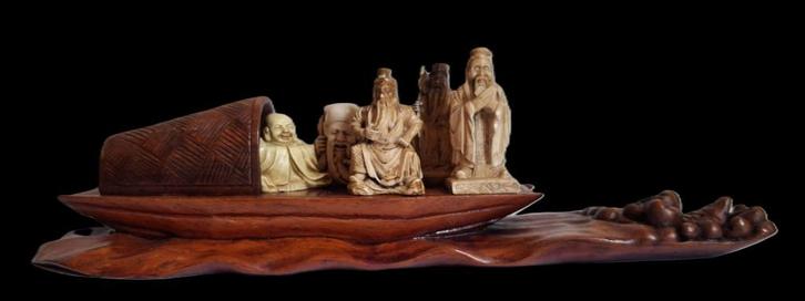 Takarabune Japan Treasure Ship netsuke standaard display, Antiek en Kunst, Kunst | Niet-Westerse kunst, Verzenden