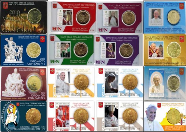 Vaticaan Coincards 2010 t/m 2022 (Verschillende series), Postzegels en Munten, Munten | Europa | Euromunten, 50 cent, Vaticaanstad