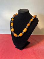 Barnsteen collier 66 cm met zilver en 14k slot 1930-45, Verzenden, Overige materialen, Ketting