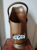 Mooie oude koperen kolenkit met Delfts Blauw handvat, Antiek en Kunst, Antiek | Koper en Brons, Verzenden