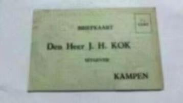 Oude briefkaart den heer J.H. Kok. Uitgever kampen beschikbaar voor biedingen