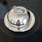Botervloot met eendje, bord 14cm deksel 10cm., Antiek en Kunst, Antiek | Goud en Zilver, Ophalen of Verzenden