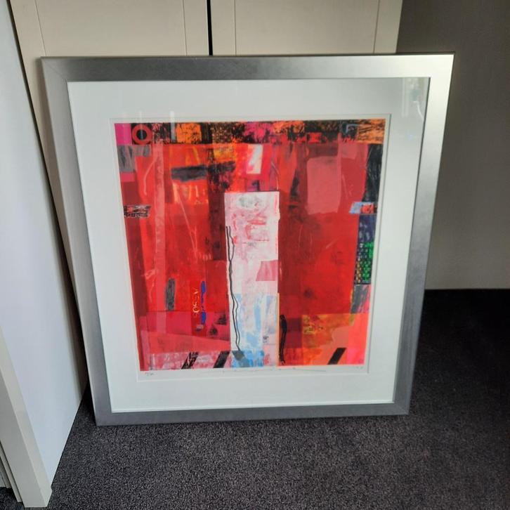 Ingelijste abstracte zeefdruk Mandras van Jos Verwiel, Antiek en Kunst, Kunst | Litho's en Zeefdrukken, Ophalen
