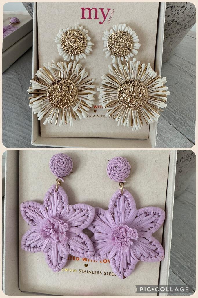 NIEUW > My Jewellery Oorbellen/Lila & Goud beige/Ibiza Style, Sieraden, Tassen en Uiterlijk, Oorbellen, Nieuw, Knopjes of Stekers